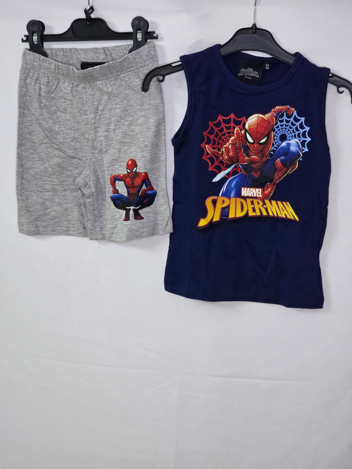 Ensemble Spiderman t-shirt bleu et son short gris