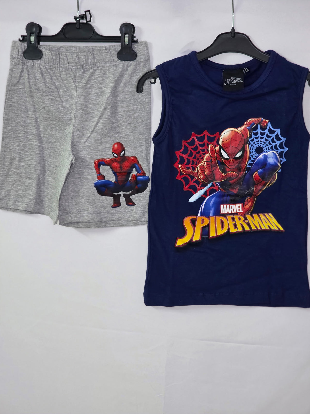 Ensemble Spiderman t-shirt bleu et son short gris